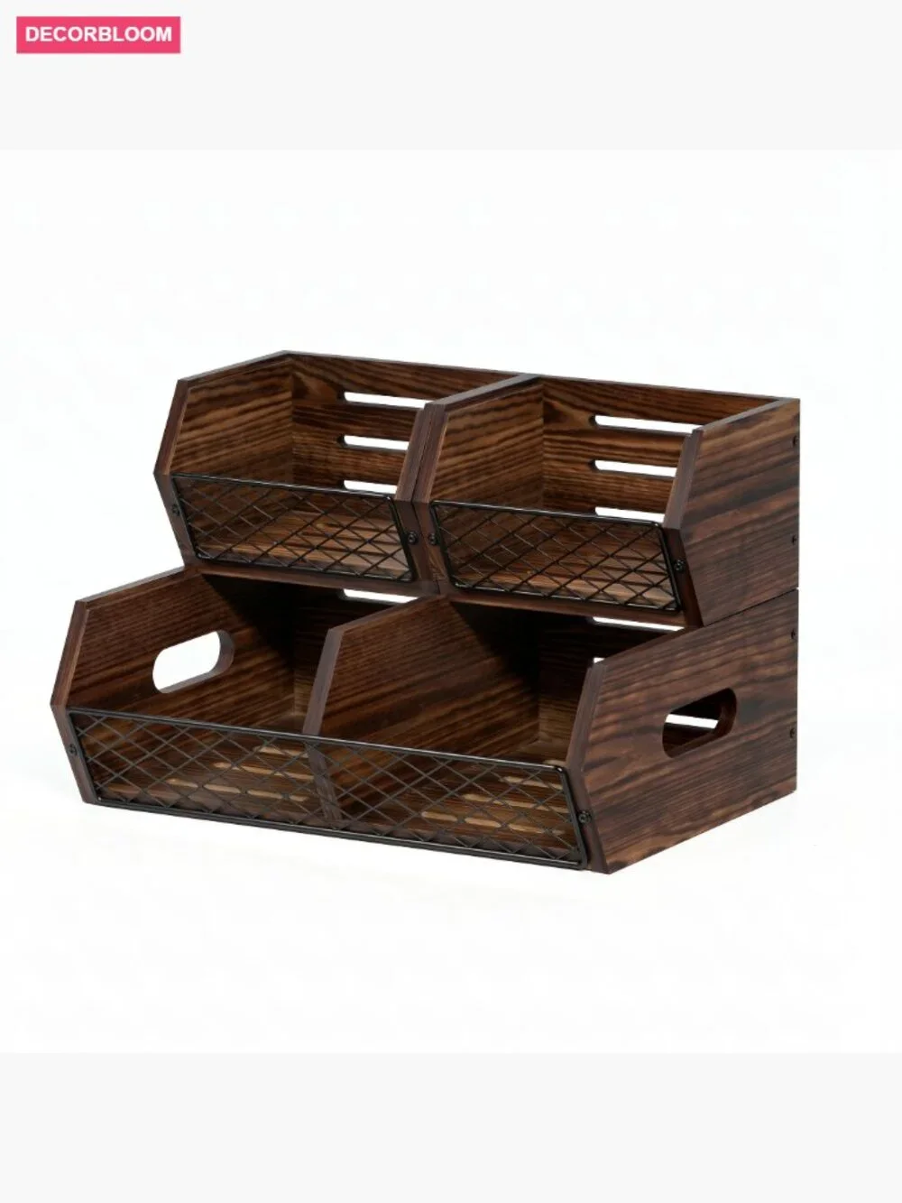 Stackable Wood Potato Onion Storage Bins Pantry Organizer Set